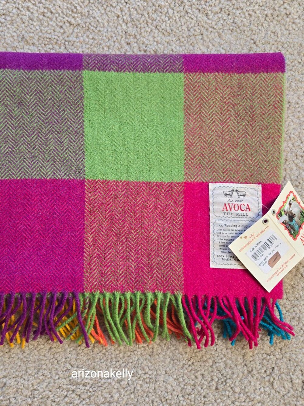 NWT Avoca Lambswool Throw Lap Blanket/Baby Wrap Multicolor Herringbone Ireland - Picture 10 of 11